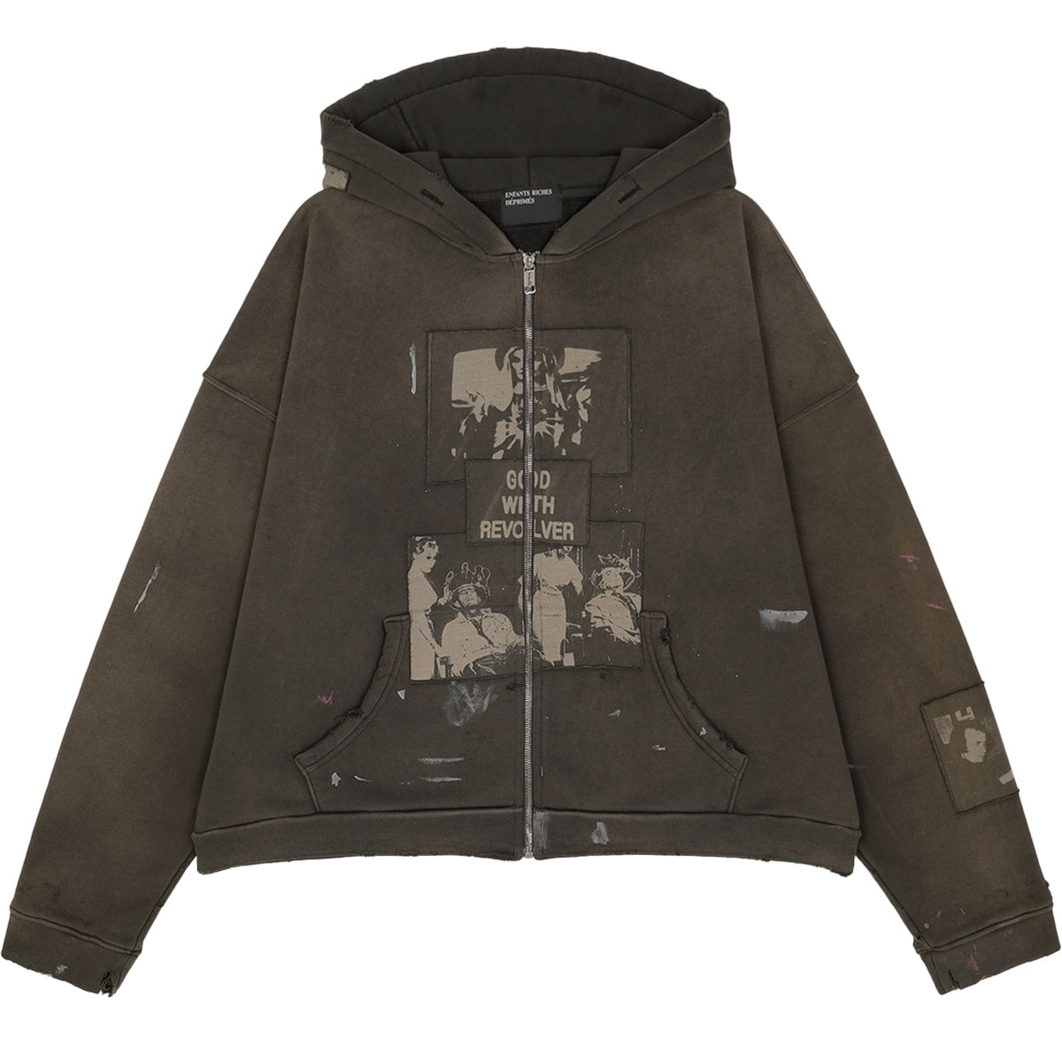 ENFANTS RICHES DEPRIMES - GOD WITH REVOLVER ZIP HOODIE | cherry
