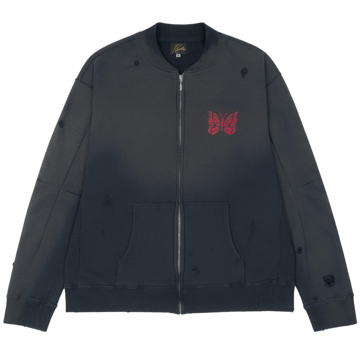 Needles ネイビー ジップアップジャケット M Needles (ニードルズ) - DECONSTRUCTED ZIPPED SWEAT NAVY スウェット