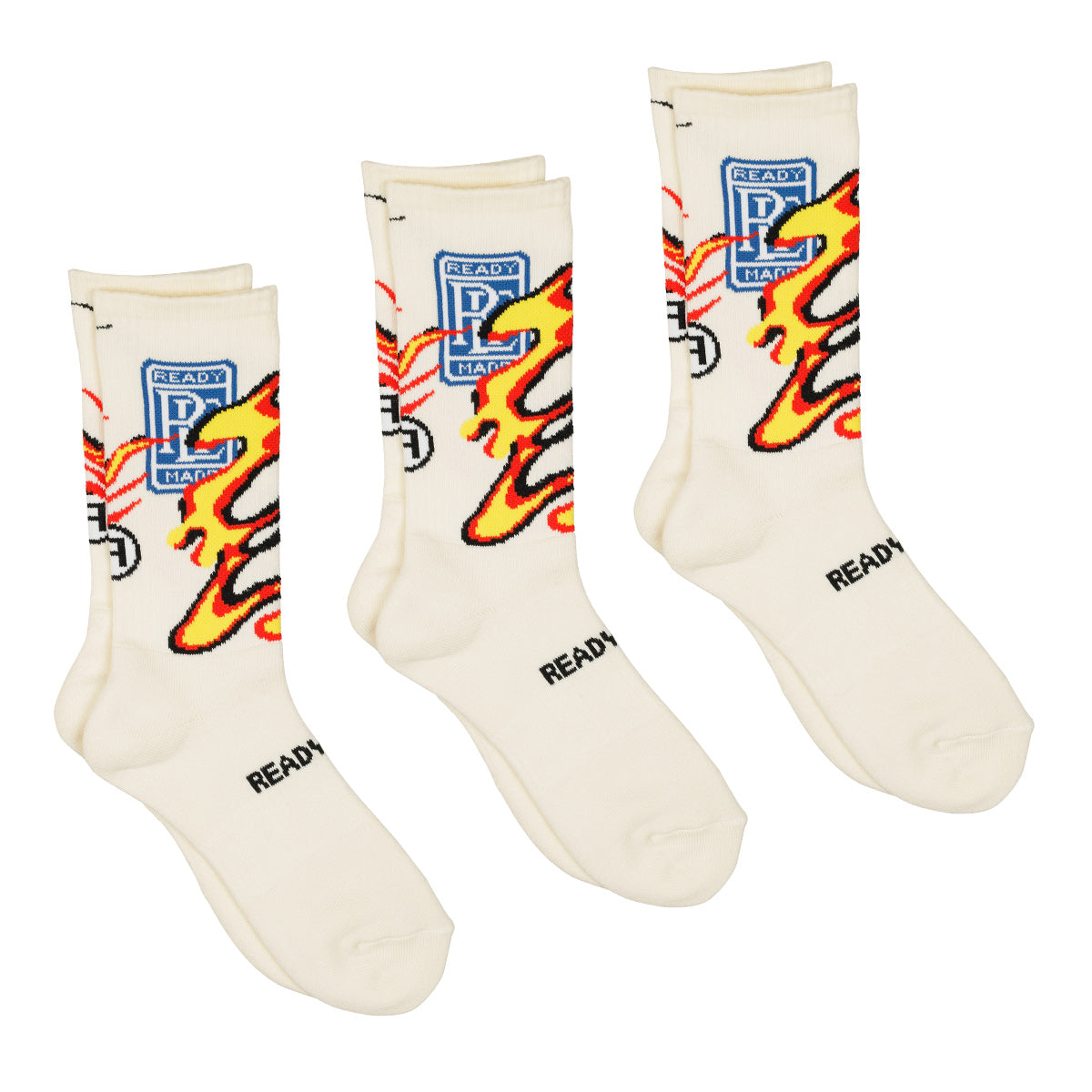 READYMADE - FIRE CREW SOCKS SET OF 3 WHITE Socks | cherry Official