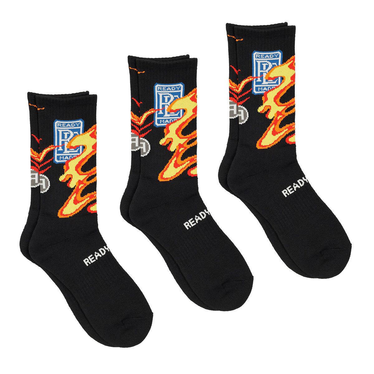 READYMADE - FIRE CREW SOCKS SET OF 3 BLACK Socks | cherry Official