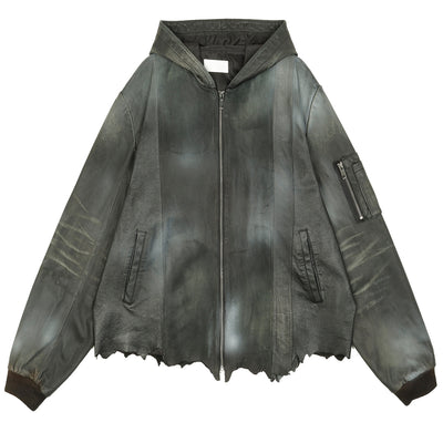 PANELLED LEATHER BOMBER