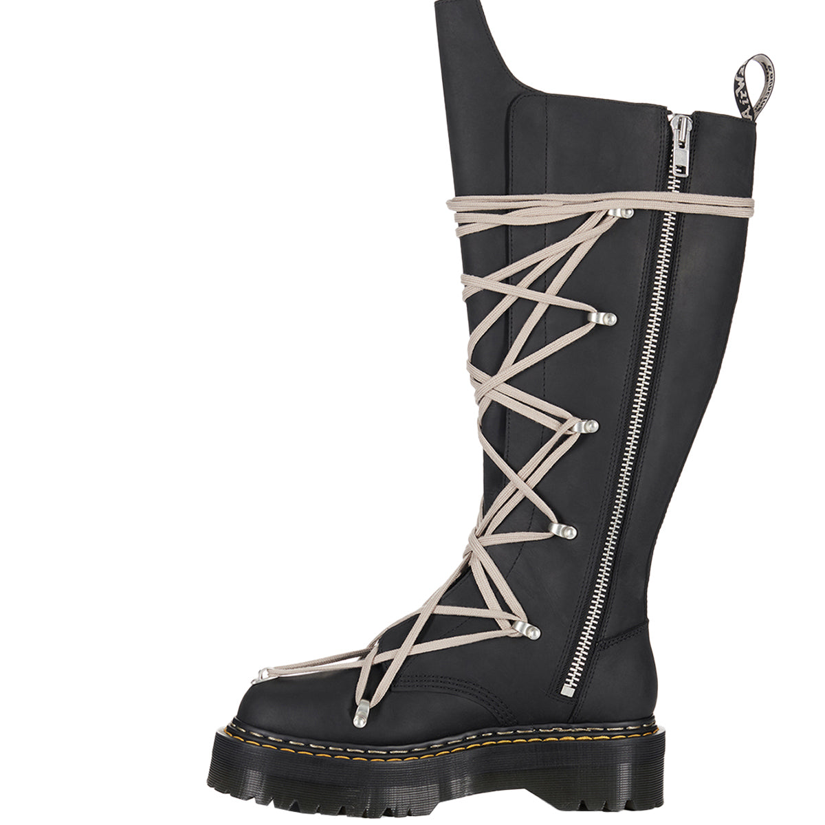 靴 Rick Owens Dr.Martens 1B60 PENTALACEQUAD x Dr. Martens 1B60 Quad Sole Pentalace knee-high boots in