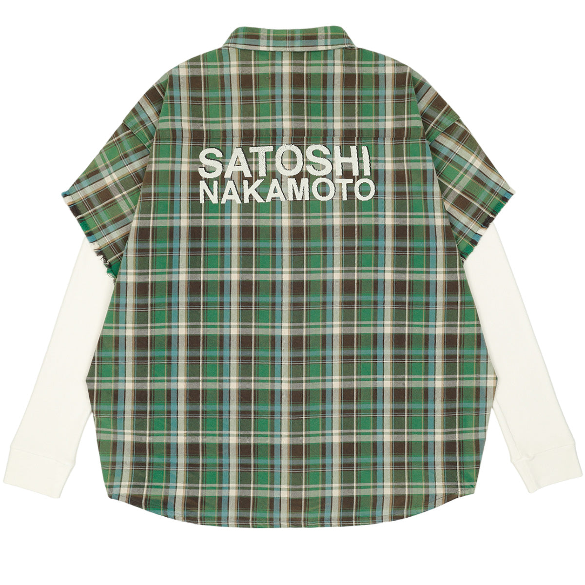 SATOSHI NAKAMOTO (サトシナカモト) - BENDER CUT OFF FLANNEL GREEN