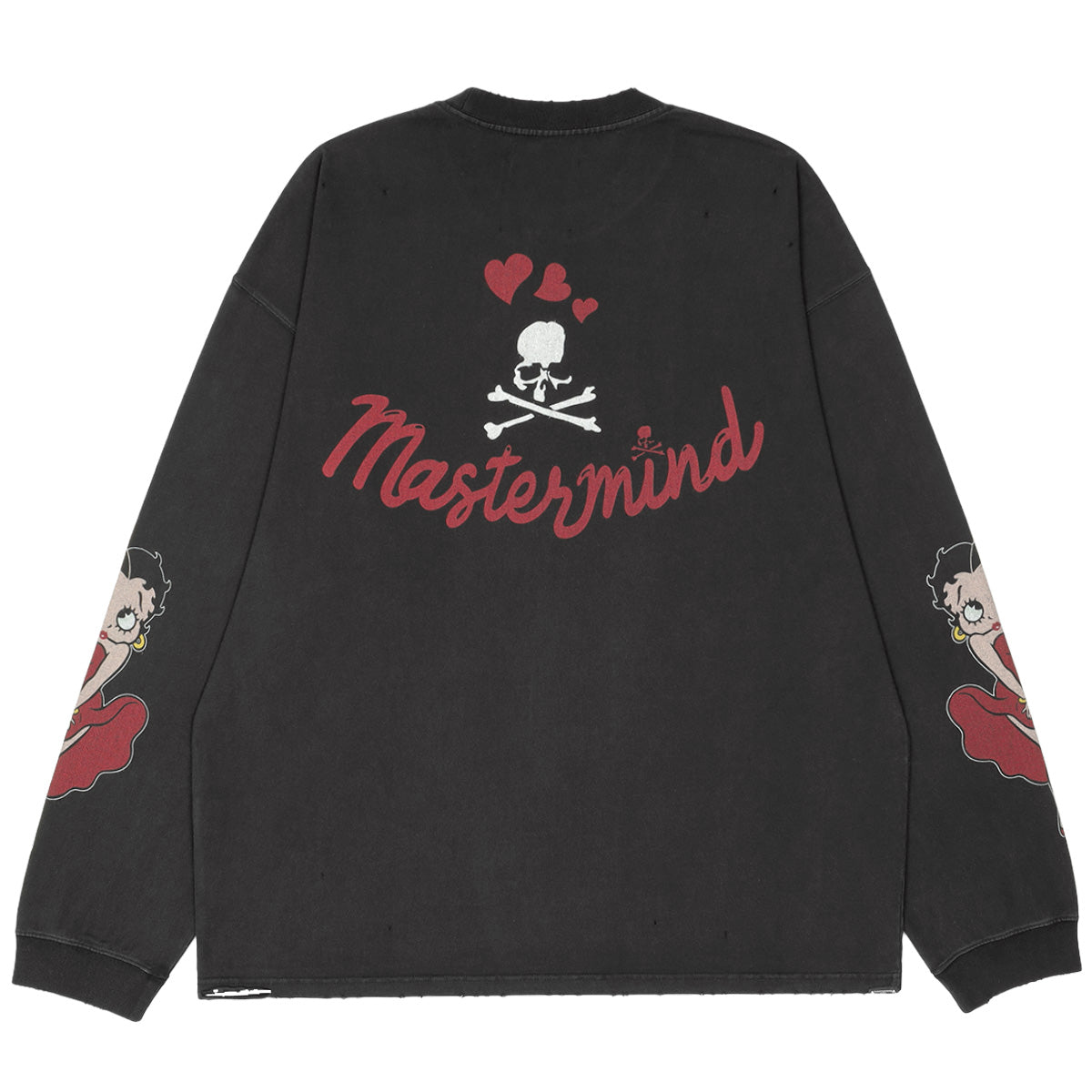 【新品】MASTERMIND WORLD×BETTY BOOP L/S Tシャツ MASTERMIND WORLD - MASTERMIND WORLD x Betty Boop™ BOXY DAMAGED L/S