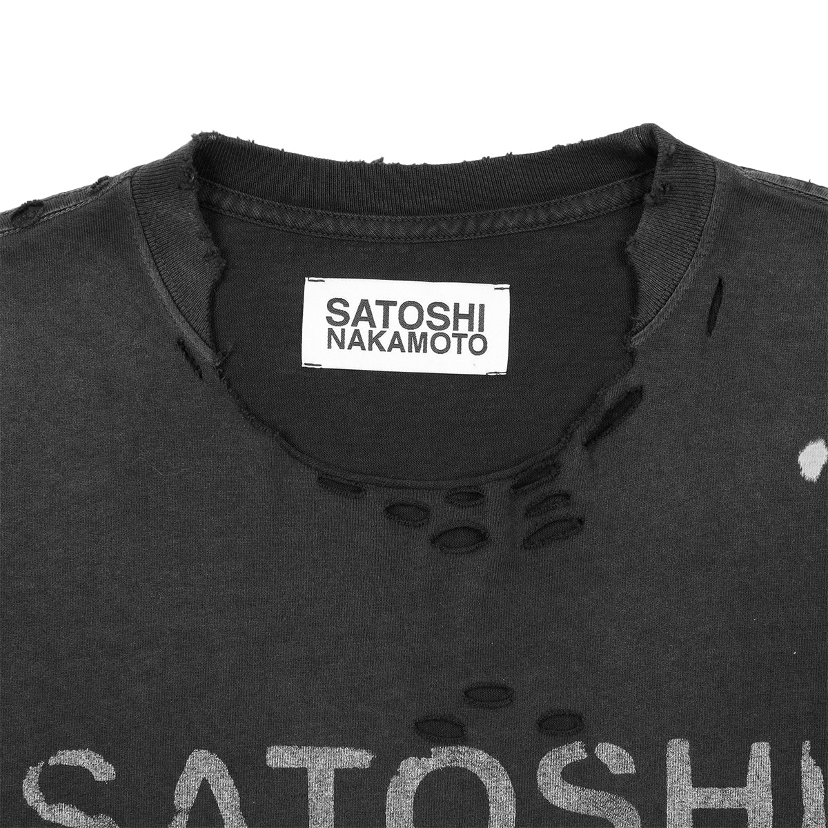 SATOSHI NAKAMOTO - DESTROYED LUKE TEE BLACK T-shirt | cherry