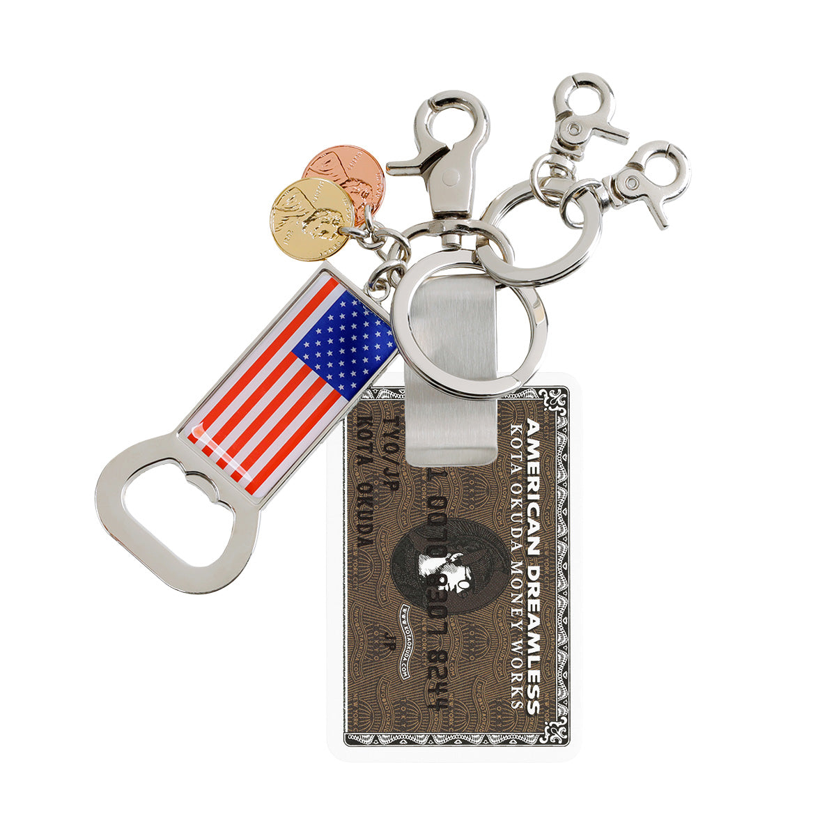 KOTA OKUDA (コウタ オクダ) - MONEY CLIP KEYRING BROWN キーリング