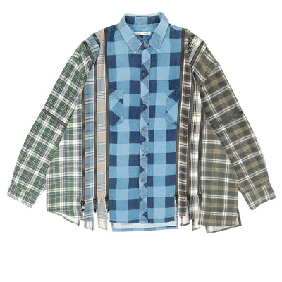 Rebuild by Needles<br> 7 CUTS ZIPPED WIDE FLANNEL SHIRT