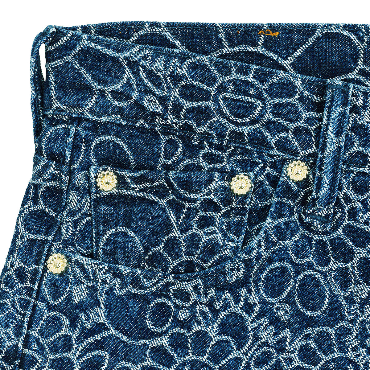 Takashi Murakami Flowers And Skulls Jacquard Denim Pants