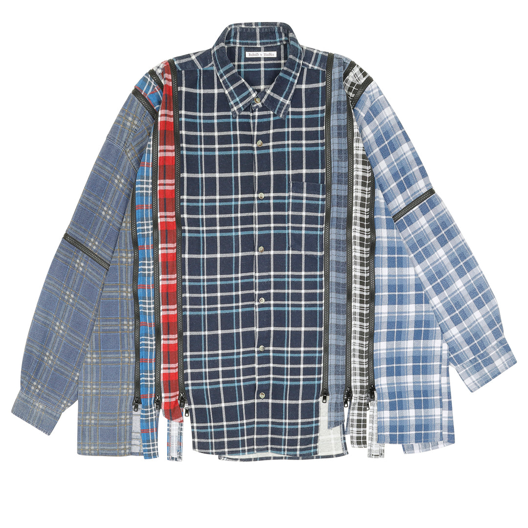 Needles - REBUILD BY NEEDLES FLANNEL SHIRT 7 CUTS ZIPPED WIDE 