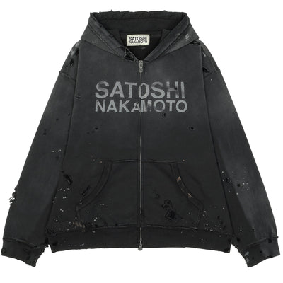 SATOSHI NAKAMOTO - LUKE FLEECE HOODIE - BLACK - HOODIE- cherry fukuoka