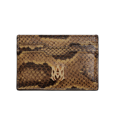 AMIRI - PYTHON EMBOSSED CARD HOLDER - BROWN - CARD HOLDER - cherry fukuoka