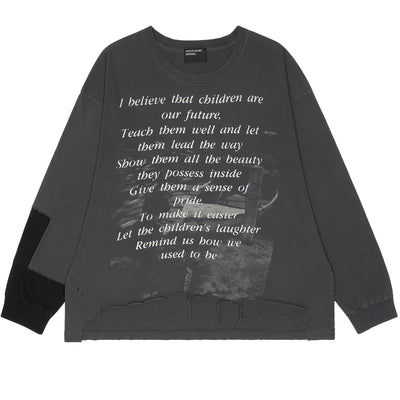 ENFANTS RICHES DÉPRIMÉS - THE GREATEST LOVE OF ALL LS T-SHIRT - T-SHIRT - THRASHED BLACK - cherry fukuoka