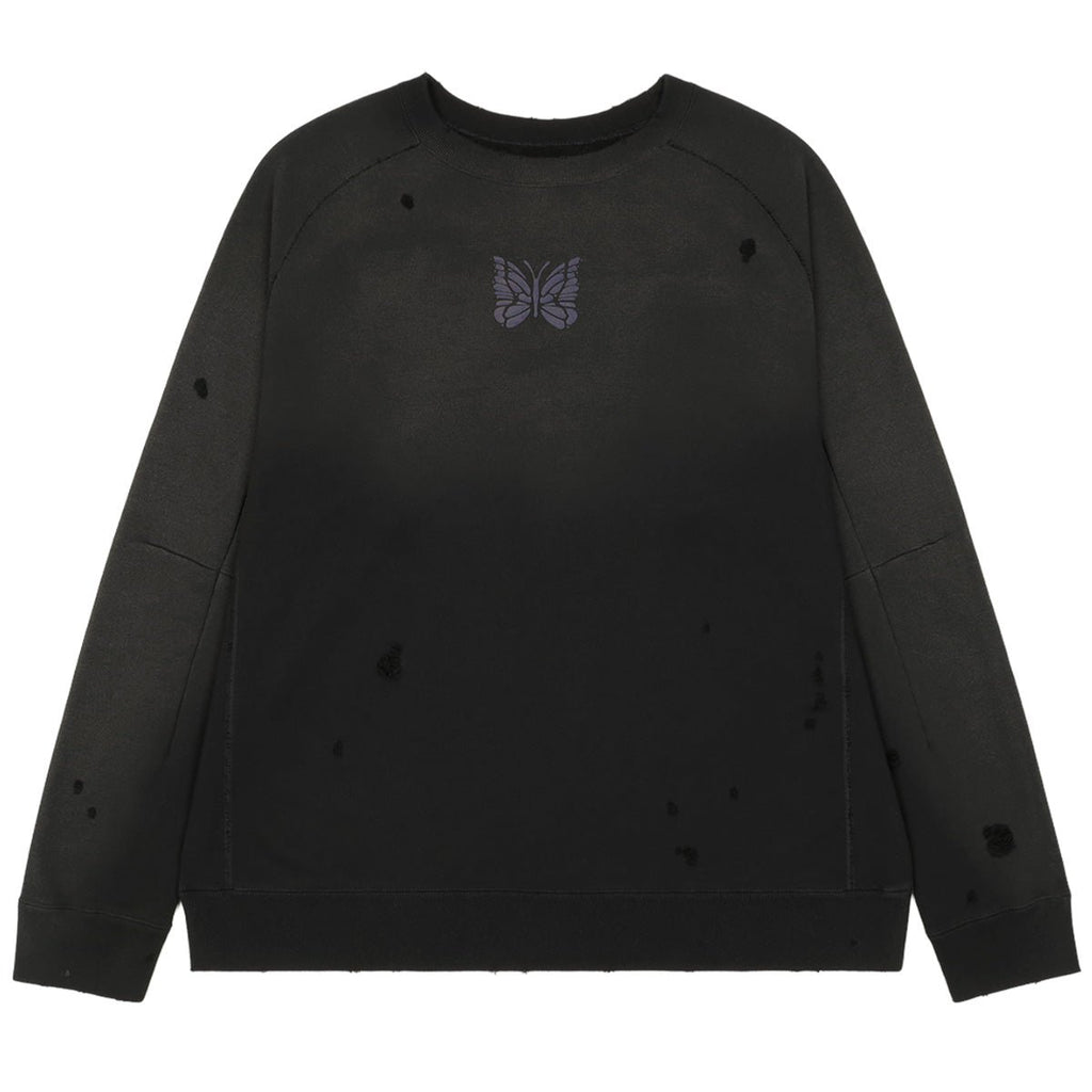 Needles (ニードルズ) - DECONSTRUCTED SWEAT SHIRT BLACK クルー