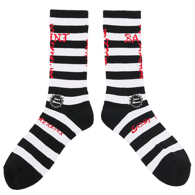 ©SAINT M×××××× - SM100 BORDER SOCKS - BLACK/WHITE - SOCKS - cherry fukuoka