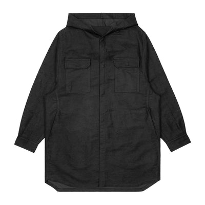 Rick Owens - TOWER F/W 26 HOODED OUTERSHIRT - BLACK - HOODIE - SHIRT - cherry fukuoka