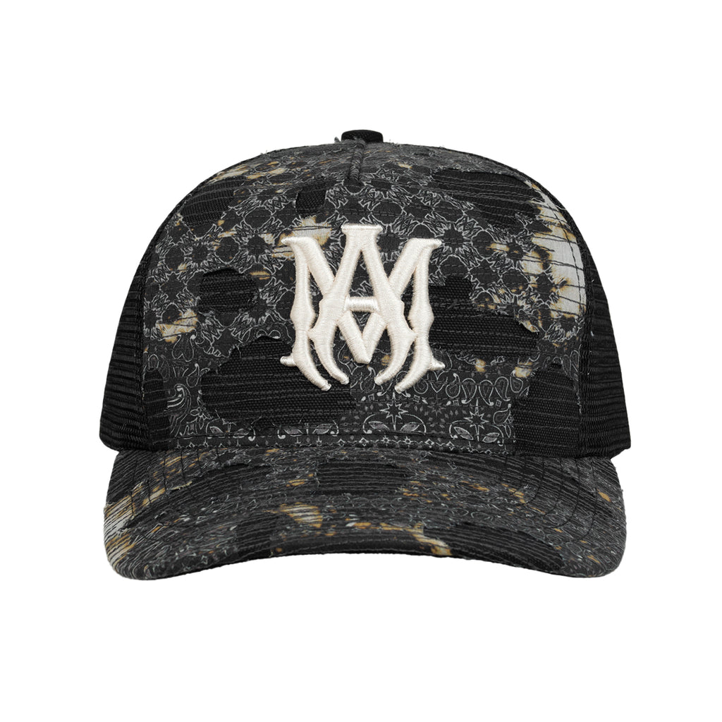 AMIRI - BANDANA REPAIR TRUCKER HAT | cherry official online store