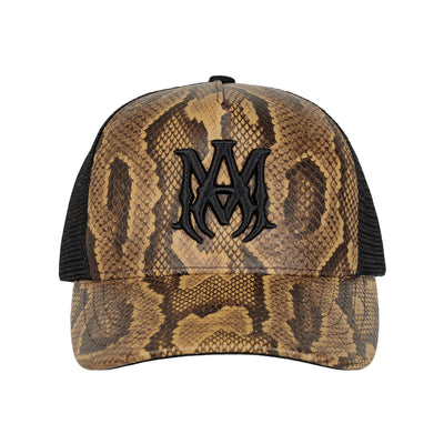 AMIRI - PYTHON EMBOSSED MA TRUCKER HAT - BROWN - CAP - cherry fukuoka