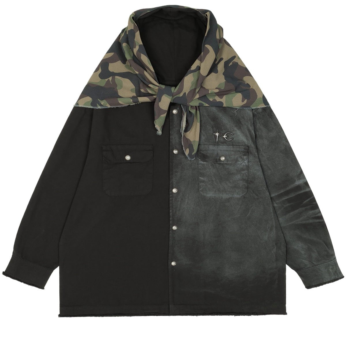 TAINTED CREED SCARF HOODED SHIRT - cherry fukuoka - THUG CLUB - SHIRT