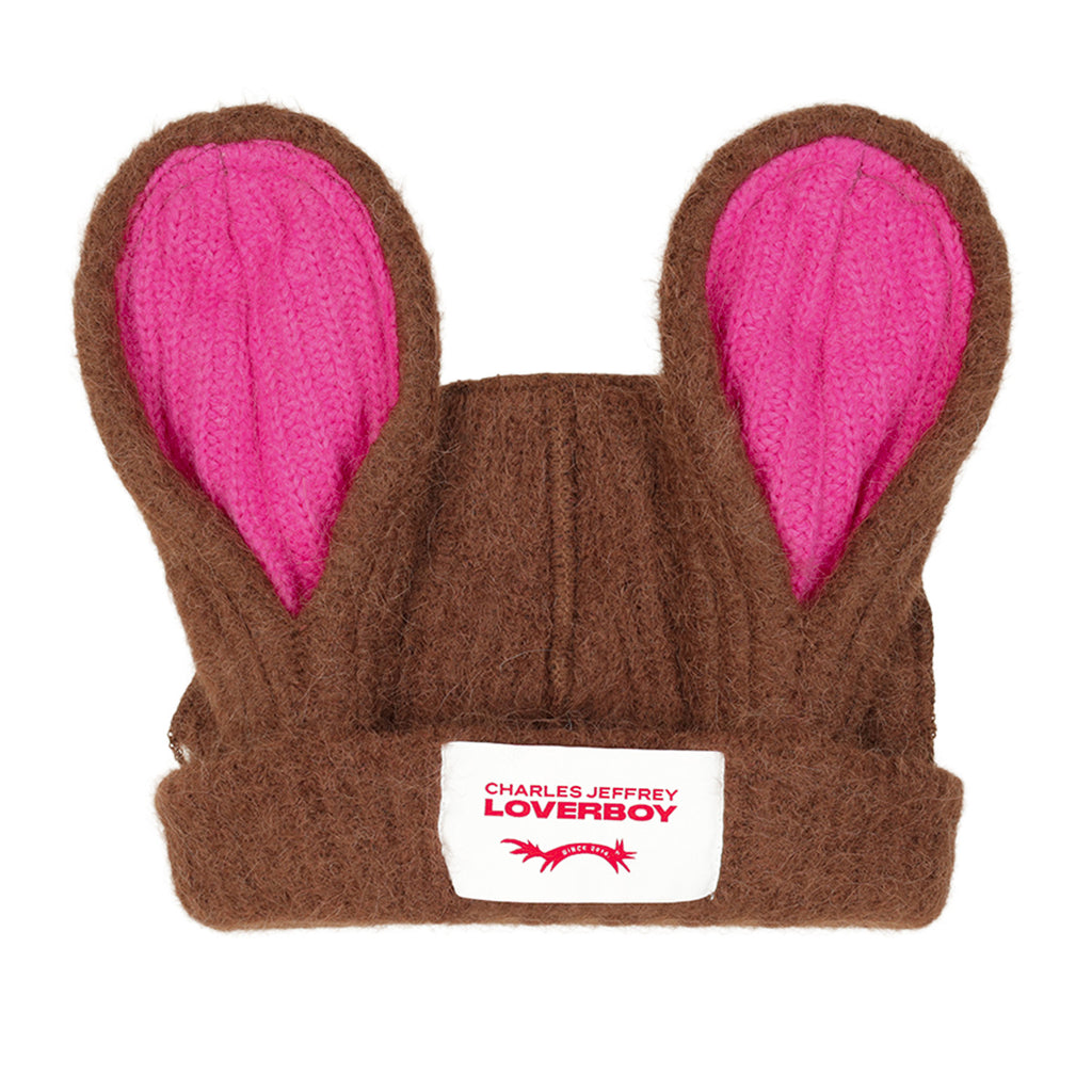 CHARLES JEFFREY LOVERBOY - ALPACA CHUNKY EARS BEANIE SCARF BROWN