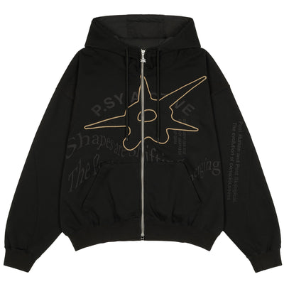 P.A.M. - SHAPE SHIFT HOODED ZIP THRU SWEAT - BLACK WASH - HOODIE - cherry fukuoka