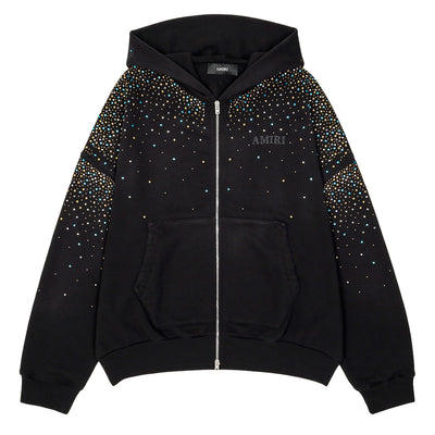 AMIRI - CRYSTALS OVERSIZED ZIP UP HOODIE - HOODIE - BLACK - cherry fukuoka