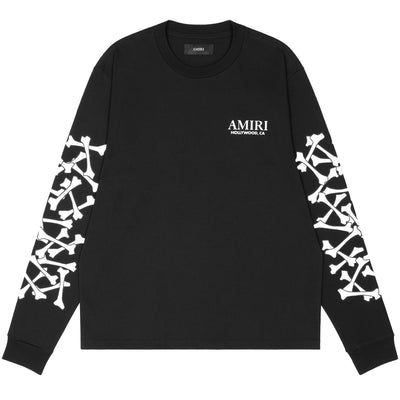 AMIRI - BONES STACKED LONG SLEEVE TEE - BLACK - LONG SLEEVE - cherry fukuoka