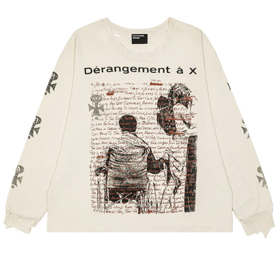 ENFANTS RICHES DÉPRIMÉS - DÉRANGEMENT À X LS T-SHIRT - FADED CHARCOAL/BLACK - LONGSLEEVE - cherry fukuoka