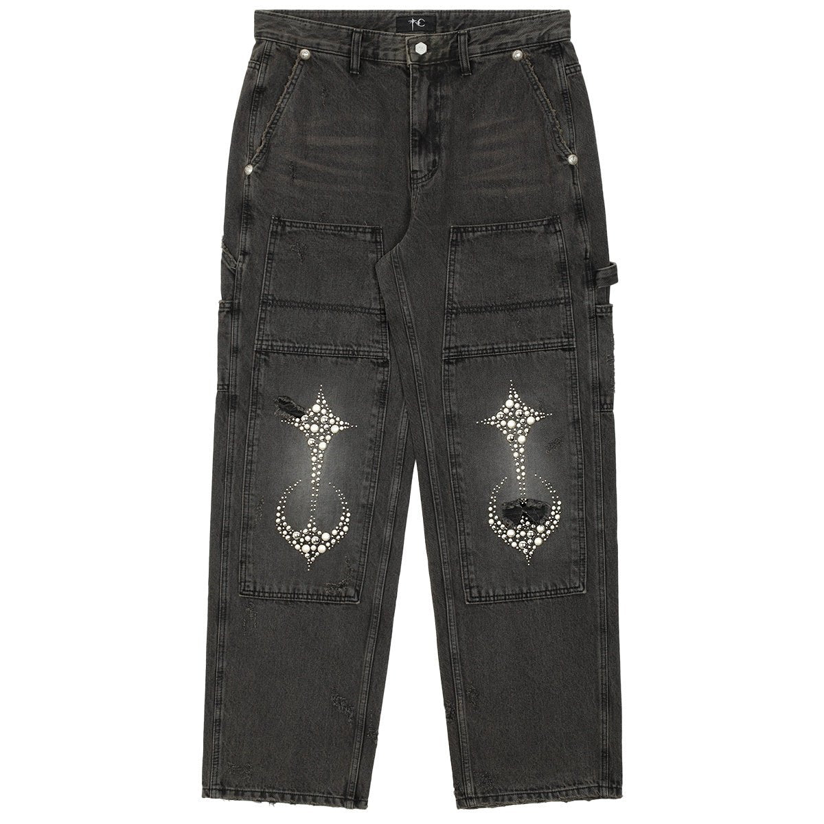 STUDED KNEE CARPENTER PANTS - cherry fukuoka - THUG CLUB - PANTS