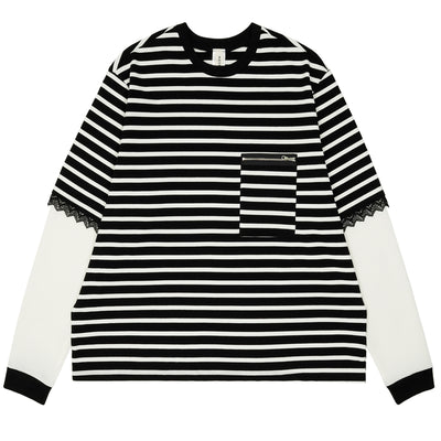STRIPED LACE DOUBLE SHIRT