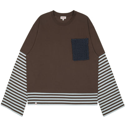 LONG SLEEVE 2-IN-1 TEE WITH KNIT PATCH