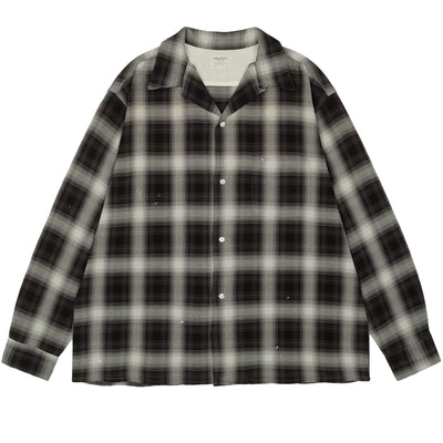 ©SAINT M×××××× - SM027 CHECK RAYON SHIRT - BLACK/GREY - cherry fukuoka