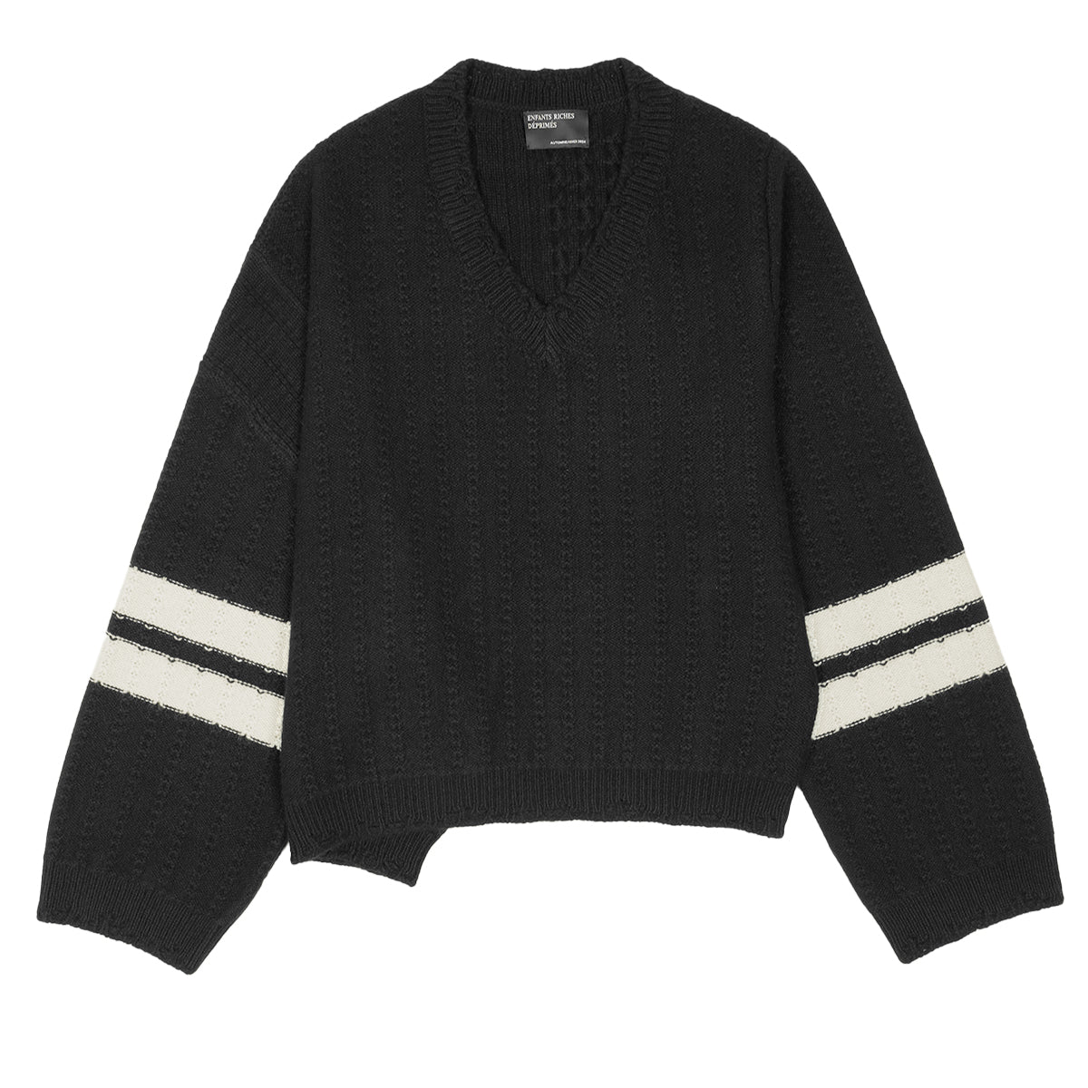 COLLEGIATE STRIPES ASYMMETRICAL SWEATER