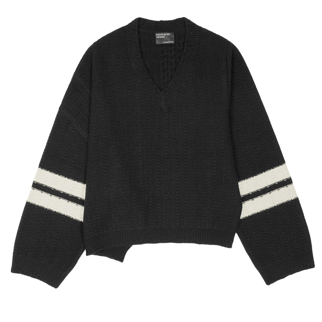 ENFANTS RICHES DEPRIMES (アンファン・リッシュ・デプリメ) - COLLEGIATE STRIPES ASYMMETRICAL  SWEATER ニット | cherry オンライン公式通販 – cherry fukuoka