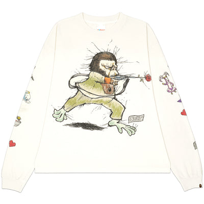 ©SAINT M×××××× × A BATHING APE® - SMC38 RUNNING BAPE_LS T-SHIRT - WHITE - LONGSLEEVE - cherry fukuoka