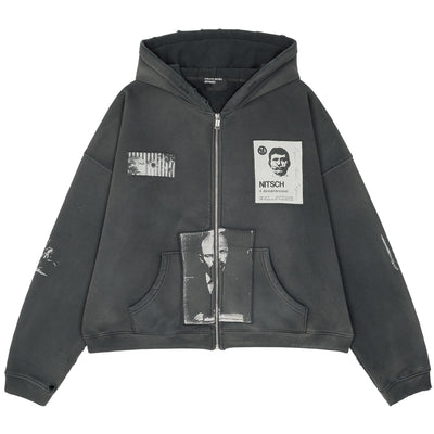 ENFANTS RICHES DÉPRIMÉS - LENIN'S NAP TIME ASSEMBLAGE ZIP HOODIE - HOODIE - WASHED BLACK - cherry fukuoka