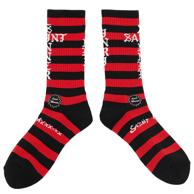 ©SAINT M×××××× - SM101 BORDER SOCKS - BLACK/RED - SOCKS - cherry fukuoka