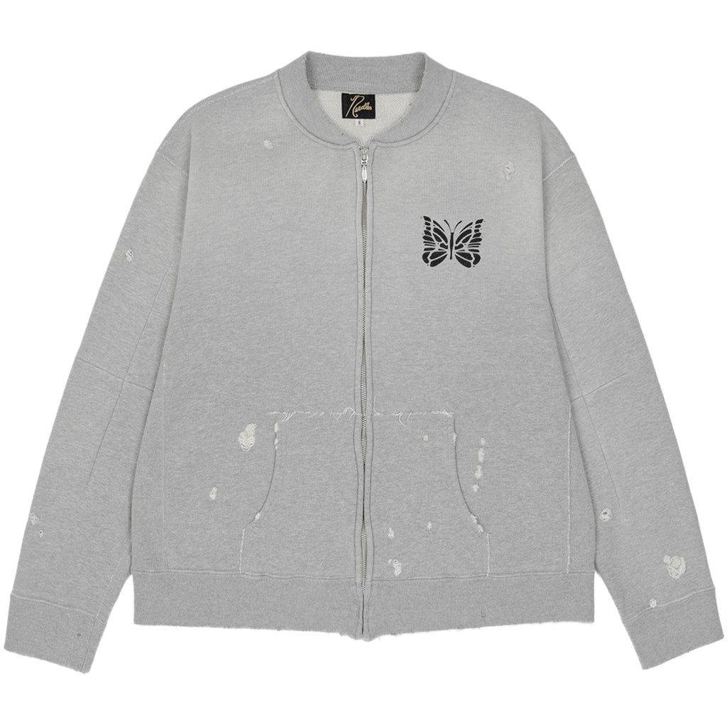 Needles (ニードルズ) - DECONSTRUCTED ZIPPED SWEAT GREY スウェット