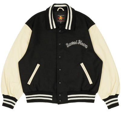 ©SAINT M×××××× × Golden Bear SMC32 SARED HEART GB_VARSITY JACKET - BLACK/WHITE - cherry fukuoka