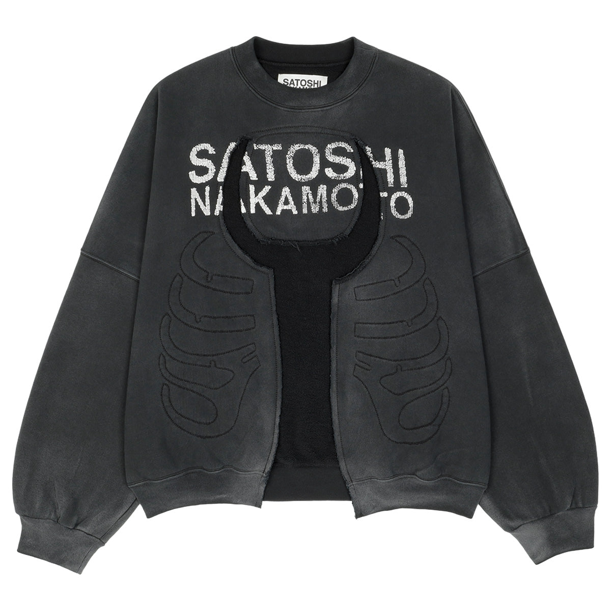 SATOSHI NAKAMOTO - BONE CREWNECK - BLACK - SWEAT - cherry fukuoka