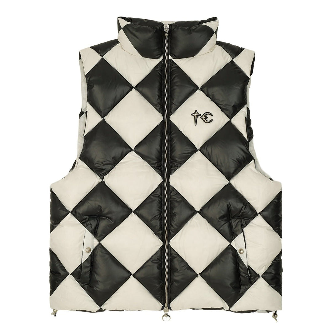 Thug Club (サグ クラブ) - CHECKMATE PUFFER VEST BLACK/IVORY ベスト