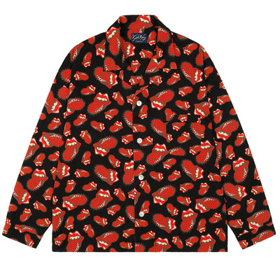 ©SAINT M×××××× × The Rolling Stones - SMC47 LIPS&TOHGUE TRS_PAJAMA SHIRT - BLACK - SHIRT - cherry fukuoka