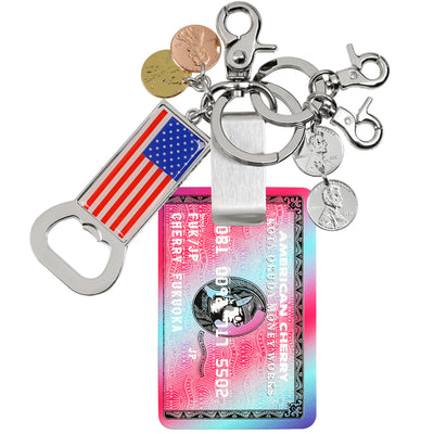 KOTA OKUDA -  MONEY CLIP KEYRING - PINK/BLUE - KEYCHAIN - cherry fukuoka
