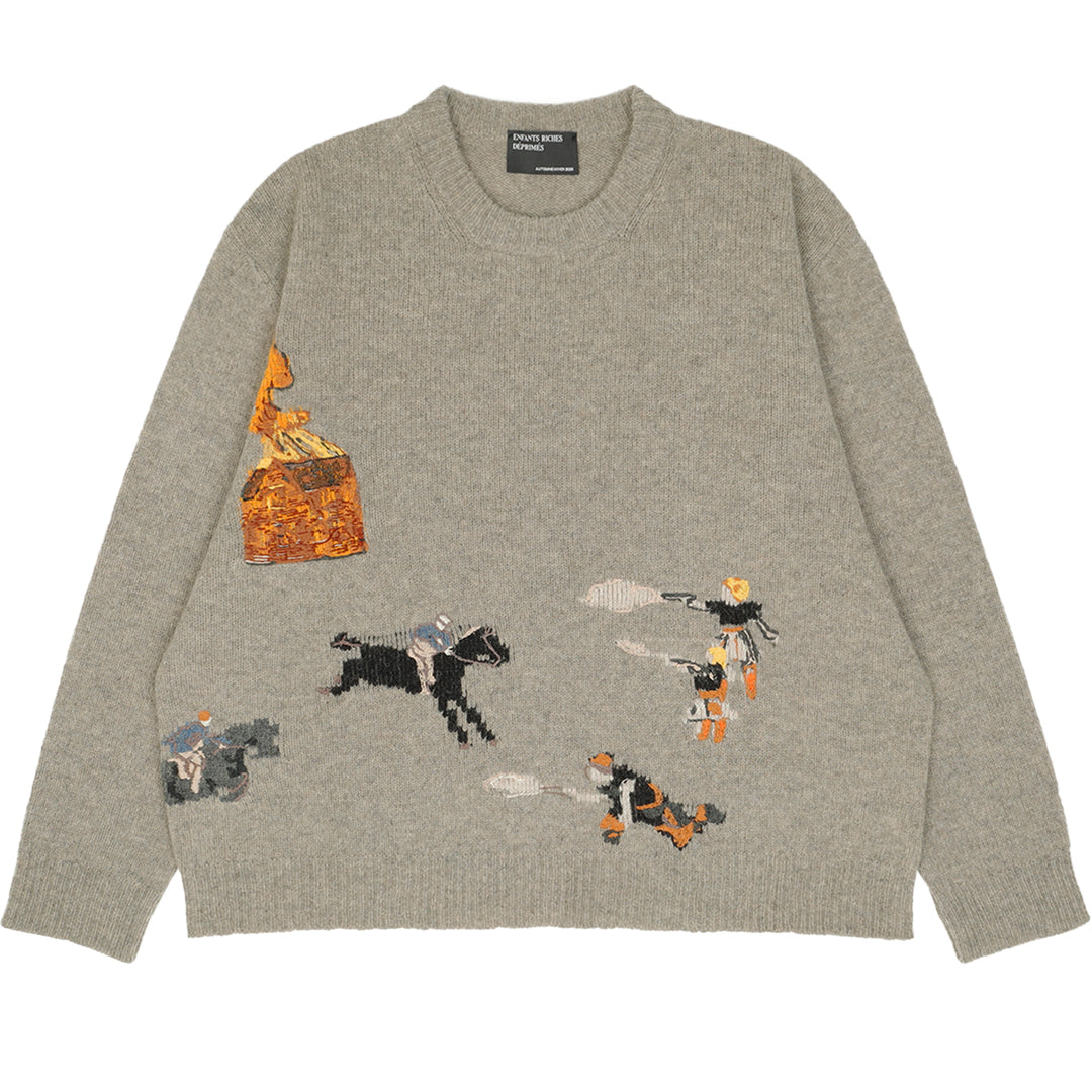 SAINT M××××××（セントマイケル）- SM069 GLITTER BORDER CREW NECK