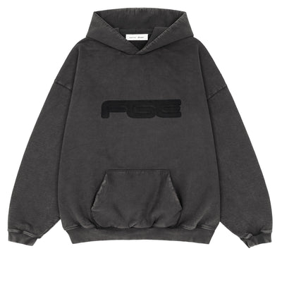 ESSENTIALS - SLOUCHY 90S HOODIE - MINERAL WASHED VINTAGE BLACK - cherry fukuoka
