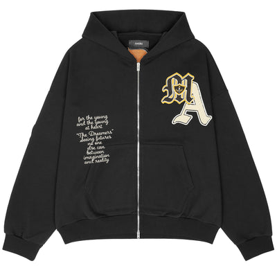 VARSITY PATCH OVERSIZED ZIP HOODIE