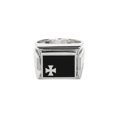 ENFANTS RICHES DEPRIMES - ENAMEL CROSS RING - ANTIQUE SILVER - cherry fukuoka
