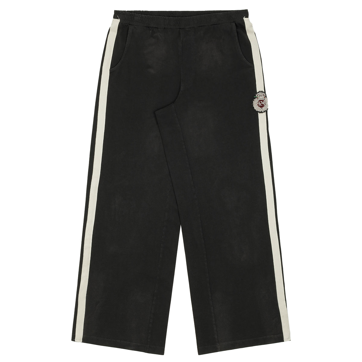 424 - STRIPPED RIPPED SWEATPANTS - BLACK - PANTS - cherry fukuoka