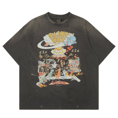 SAINT M×××××× - SM008 LIVING S/S T-SHIRT - BLACK - T-SHIRT - cherry fukuoka