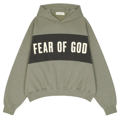 ESSENTIALS - CROPPED RELAXED PANELLED HOODIE - MOSS - HOODIE - cherry fukuoka