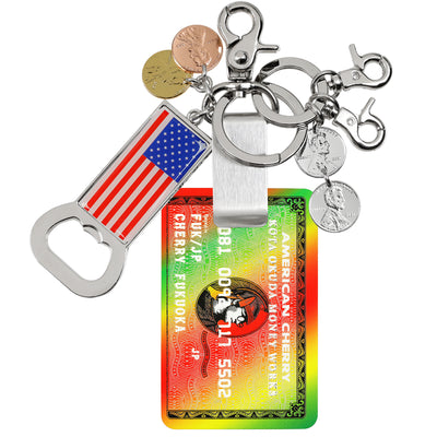 KOTA OKUDA -  MONEY CLIP KEYRING - RED/YELLOW/GREEN - KEYCHAIN - cherry fukuoka